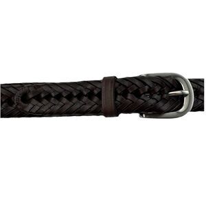 Dark Brown GENUINE LEATHER Braided BELT Men Size 44/110